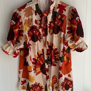Festive Turkey Blouse - Multicolor